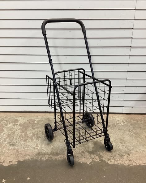 Folding Shopping Basket Rolling Trolley with Adjustable Handle