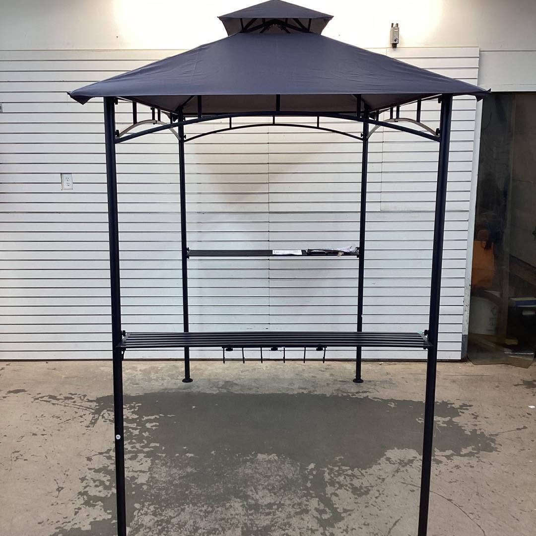 Costway 8' x 5' Grill Gazebo Outdoor Double-Tiered Grill Canopy w/ 2 Shelves & 6 Hooks