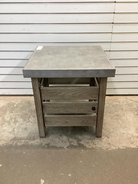 Outdoor Metal Patio Accent Table with Door