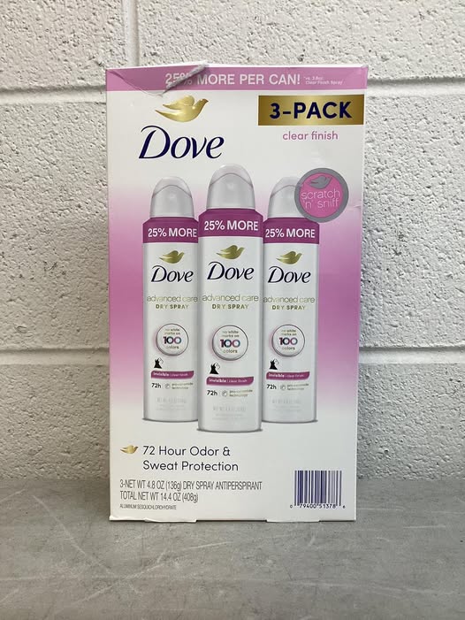 Dove Advanced Care Clear Finish Antiperspirant Spray, 4.8 oz., 3 pk.