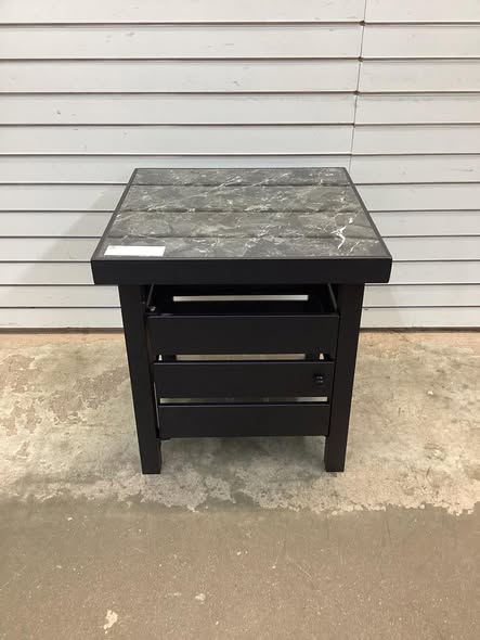 Outdoor Metal Patio Accent Table with Door