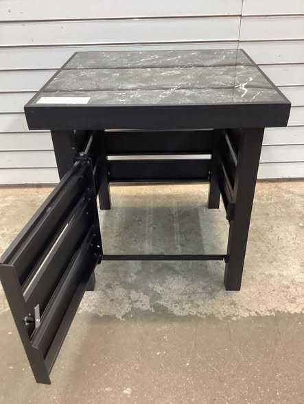 Outdoor Metal Patio Accent Table with Door