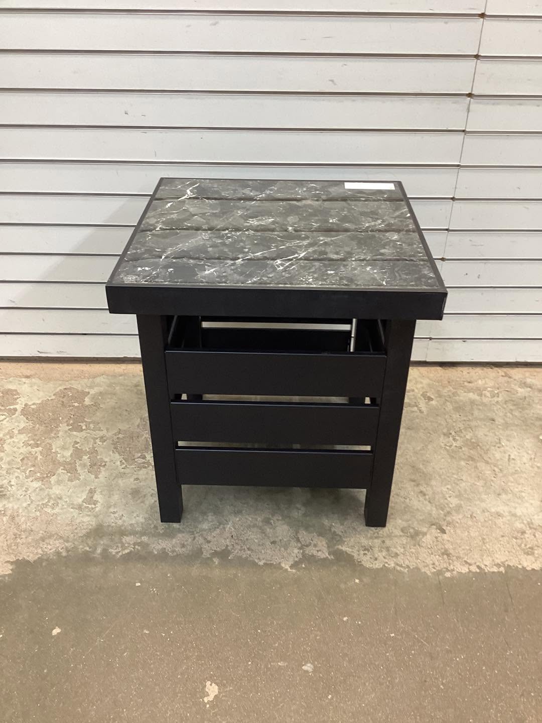 Outdoor Metal Patio Accent Table with Door