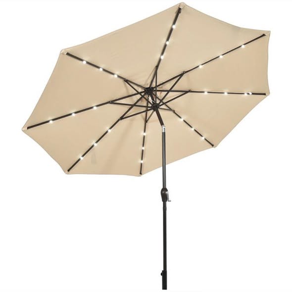 Costway 10 Feet Outdoor Patio Umbrella with Bright Solar LED Lights