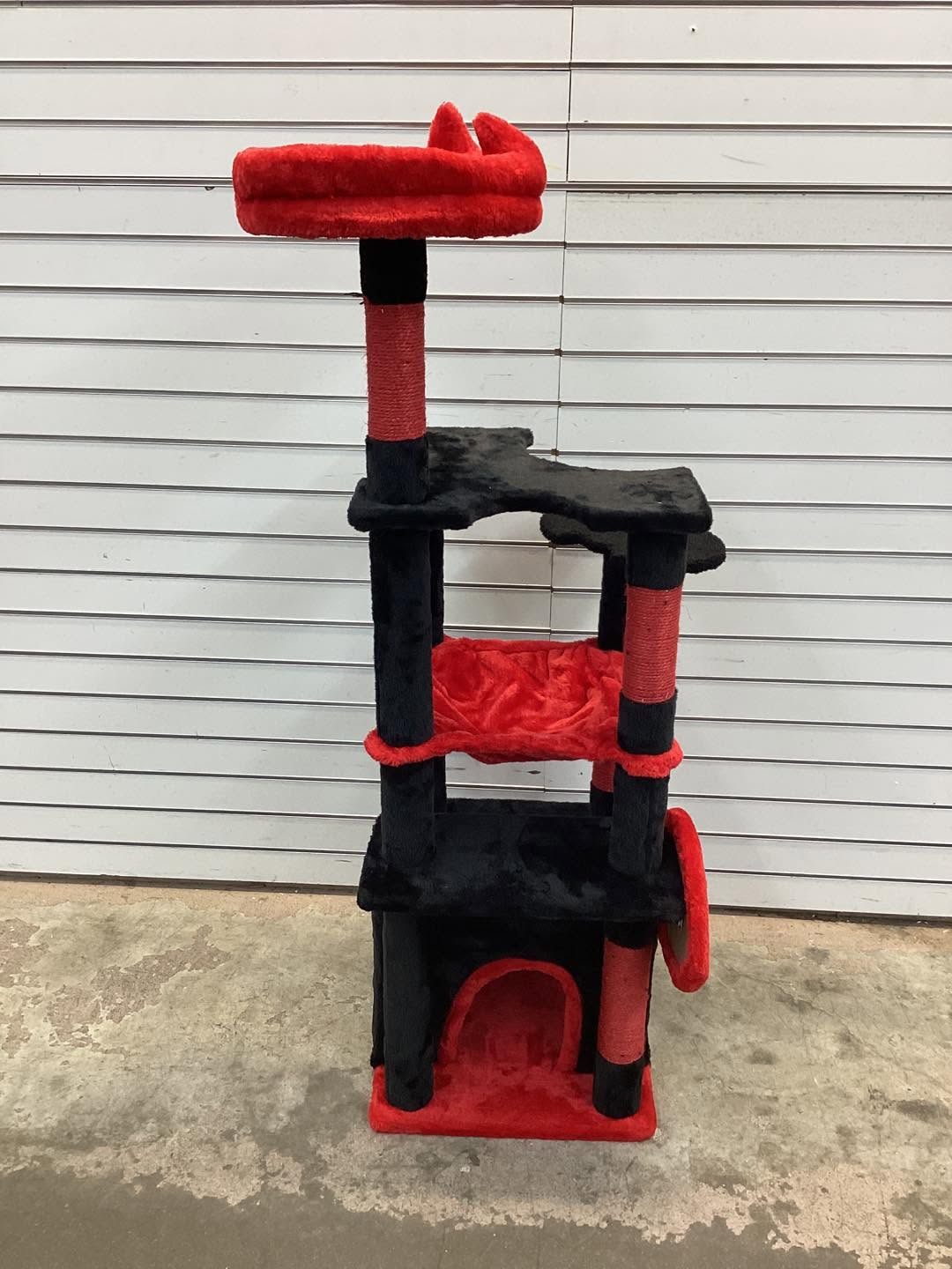 52" Gothic Cat Tree with Plush Perch & Condo Hammock& Hanging Spider Toy