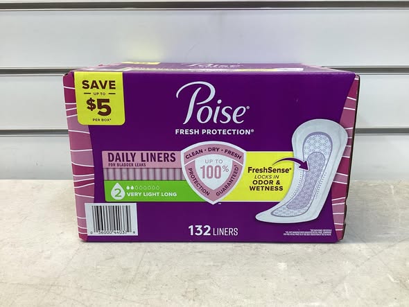Poise Daily Incontinence Panty Liners, 2 Drop Very Light, 132 ct.