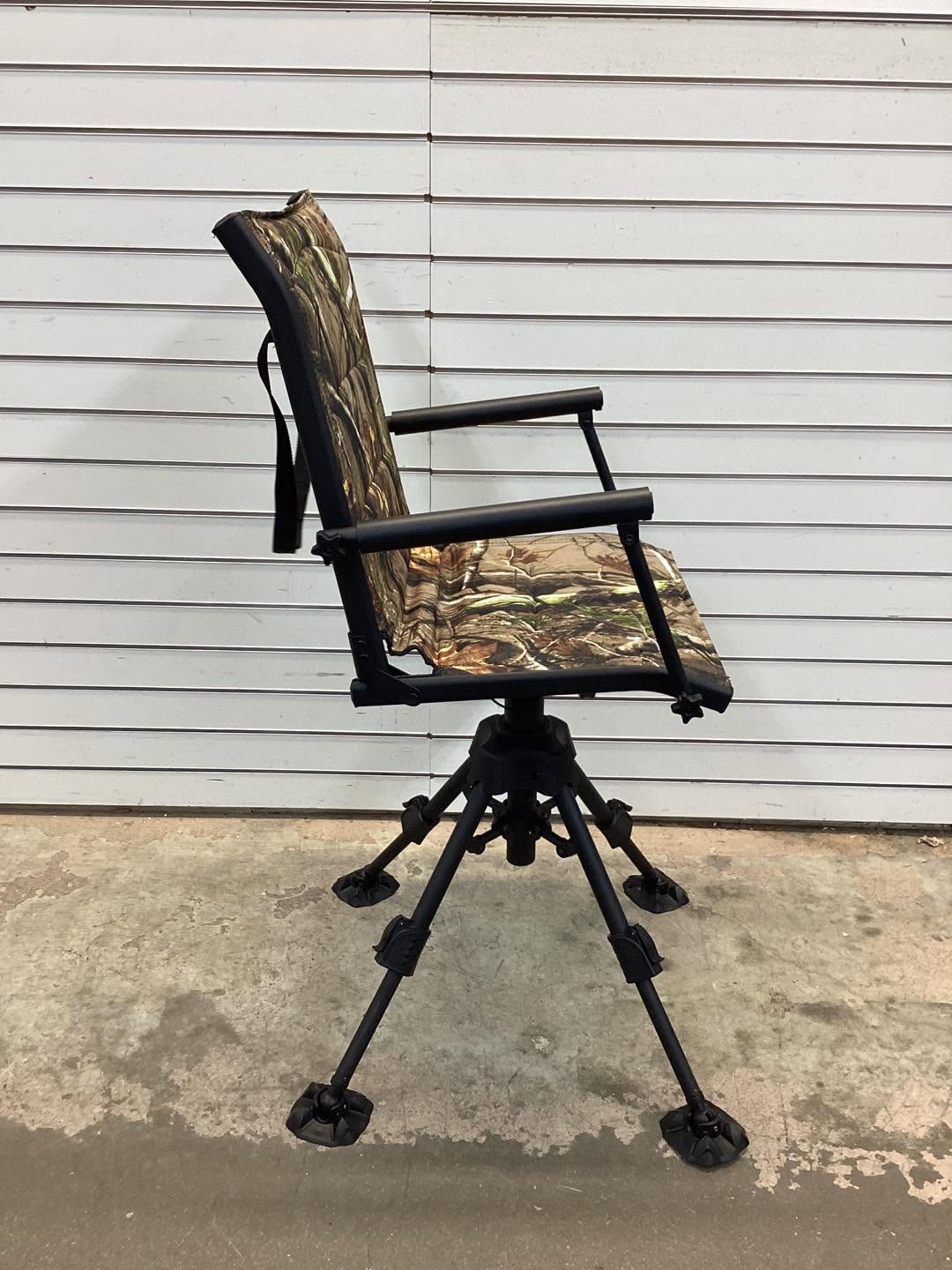 Swivel Hunting Chair with 4 360° Adjustable Legs Folding Silent Swivel Blind Chair Camouflage