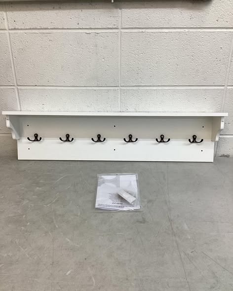 31.5 in. Wall Mounted Wooden Coat Rack with Top Shelf 6 Hooks Burr Free Pre-drilled Holes Hardware Included.