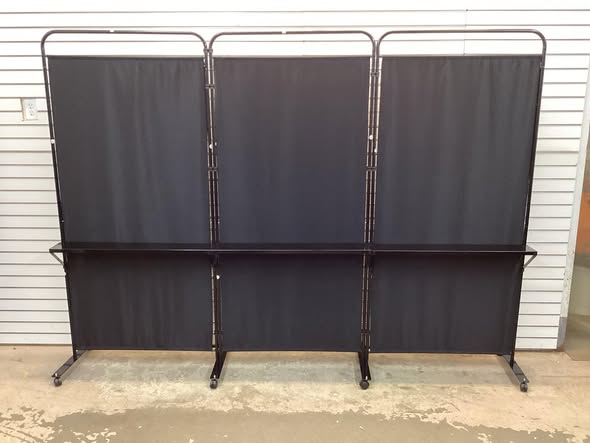 3-Panel Room Divider with Storage Shelves 6FT Tall Folding Privacy Screen on Wheels Black