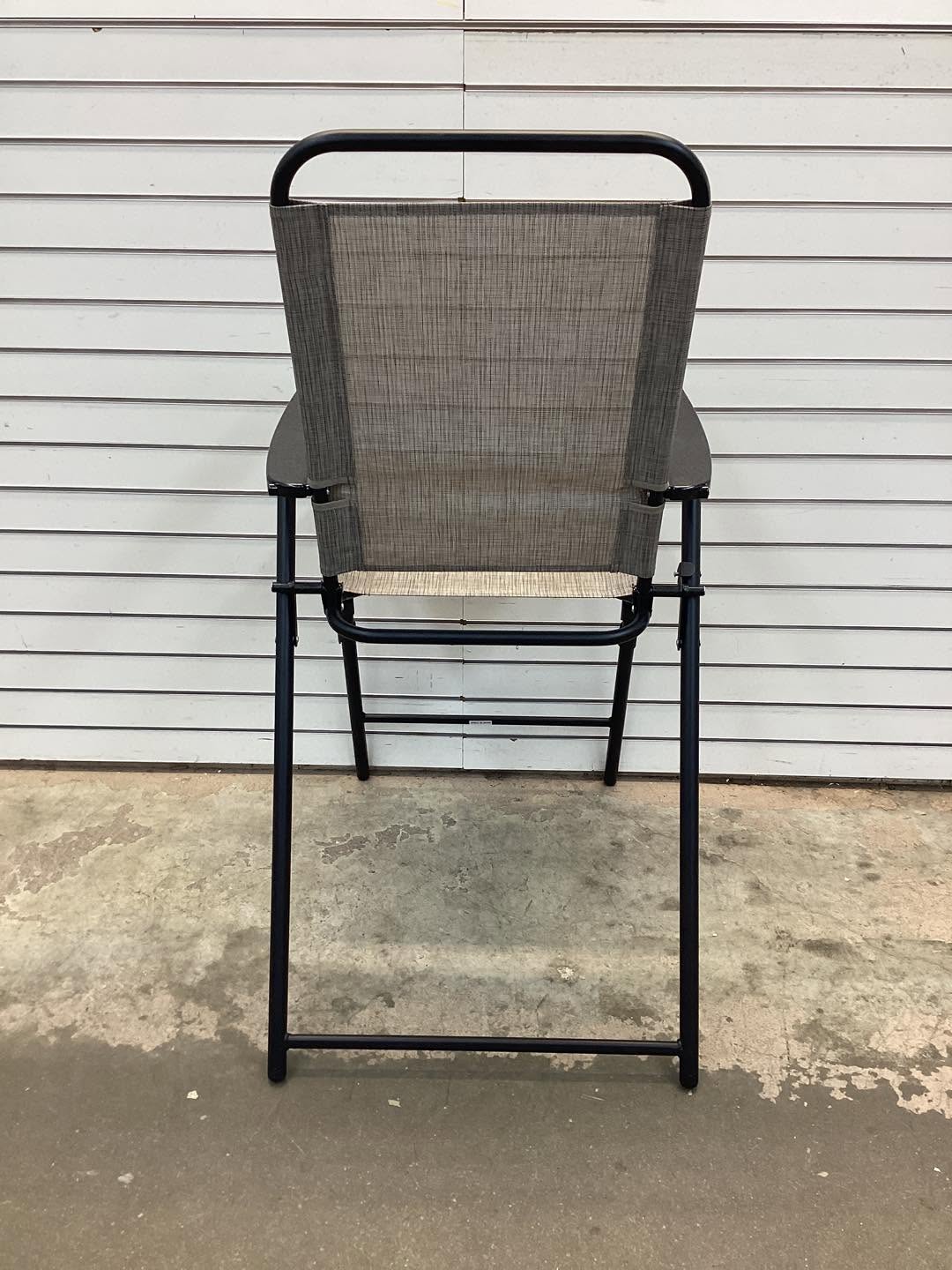 Patio Folding Bar Stool Set of 4 with Metal Frame and Footrest