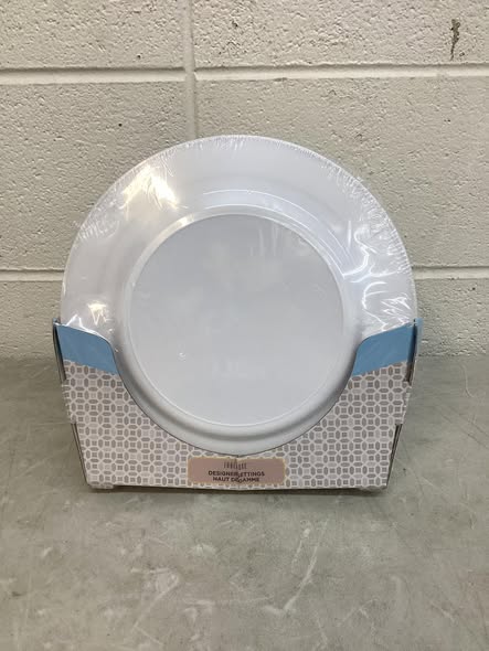 Tableluxe Premium Disposable Round White with Gold Trim Plastic Plates, 7" & 10", 48 ct.