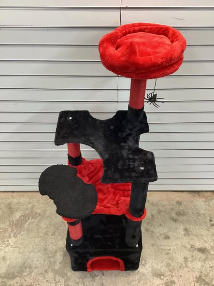 52" Gothic Cat Tree with Plush Perch & Condo Hammock& Hanging Spider Toy