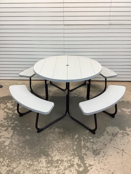 8-Person Outdoor Picnic Table and Bench Set with Umbrella Hole