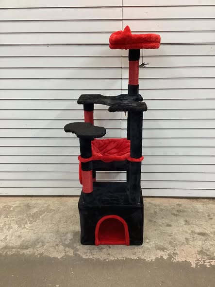 52" Gothic Cat Tree with Plush Perch & Condo Hammock& Hanging Spider Toy