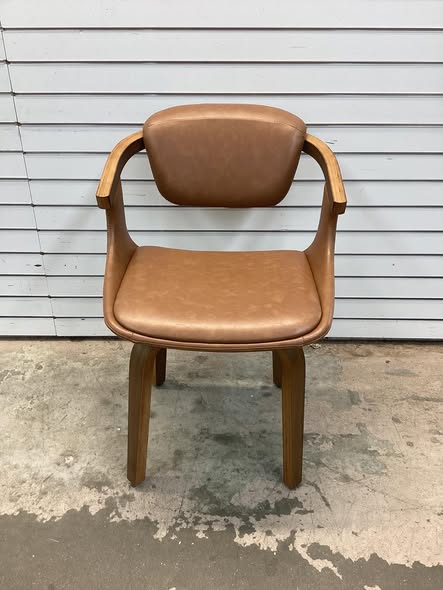 Iva Brown Faux Leather Arm Chair with Swivel