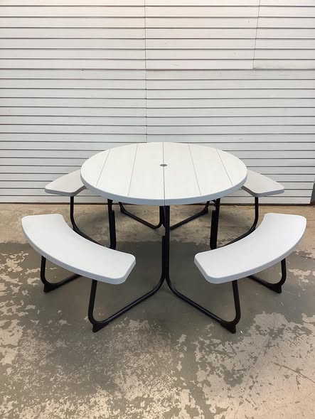 8-Person Outdoor Picnic Table and Bench Set with Umbrella Hole