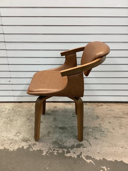 Iva Brown Faux Leather Arm Chair with Swivel