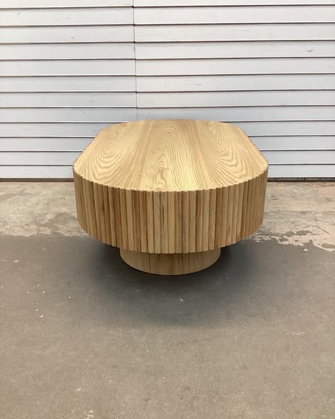 Hermes 43.7'' W Solid Wood Oval Coffee Table with Fluted Design