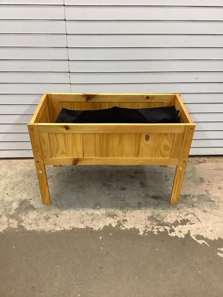 Costway Wood Raised Garden Bed Elevated Planter Box with Bed Liner and Drainage Holes