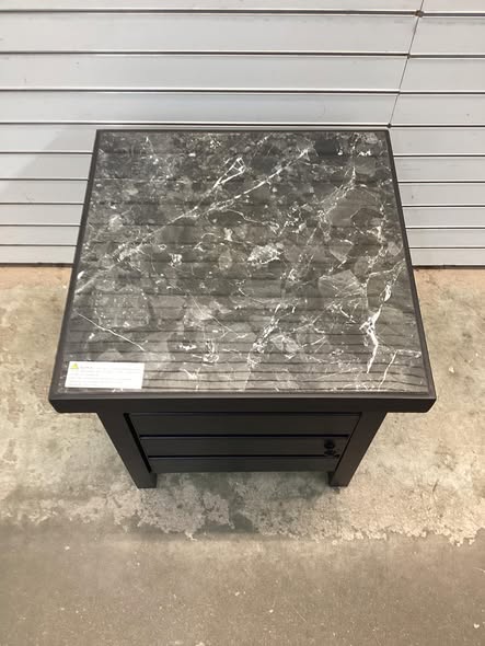 Outdoor Metal Patio Accent Table with Door