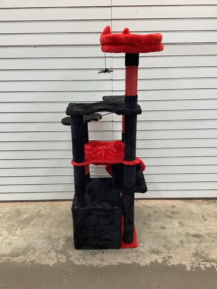52" Gothic Cat Tree with Plush Perch & Condo Hammock& Hanging Spider Toy