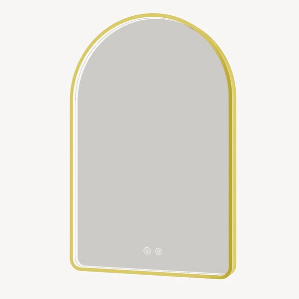 LED Bathroom Mirror with Lights, Arched Lighted Vanity Mirror with Anti-Fog, Temperature, Memory Function,Dimmable