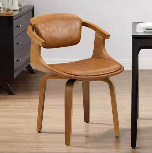 Iva Brown Faux Leather Arm Chair with Swivel