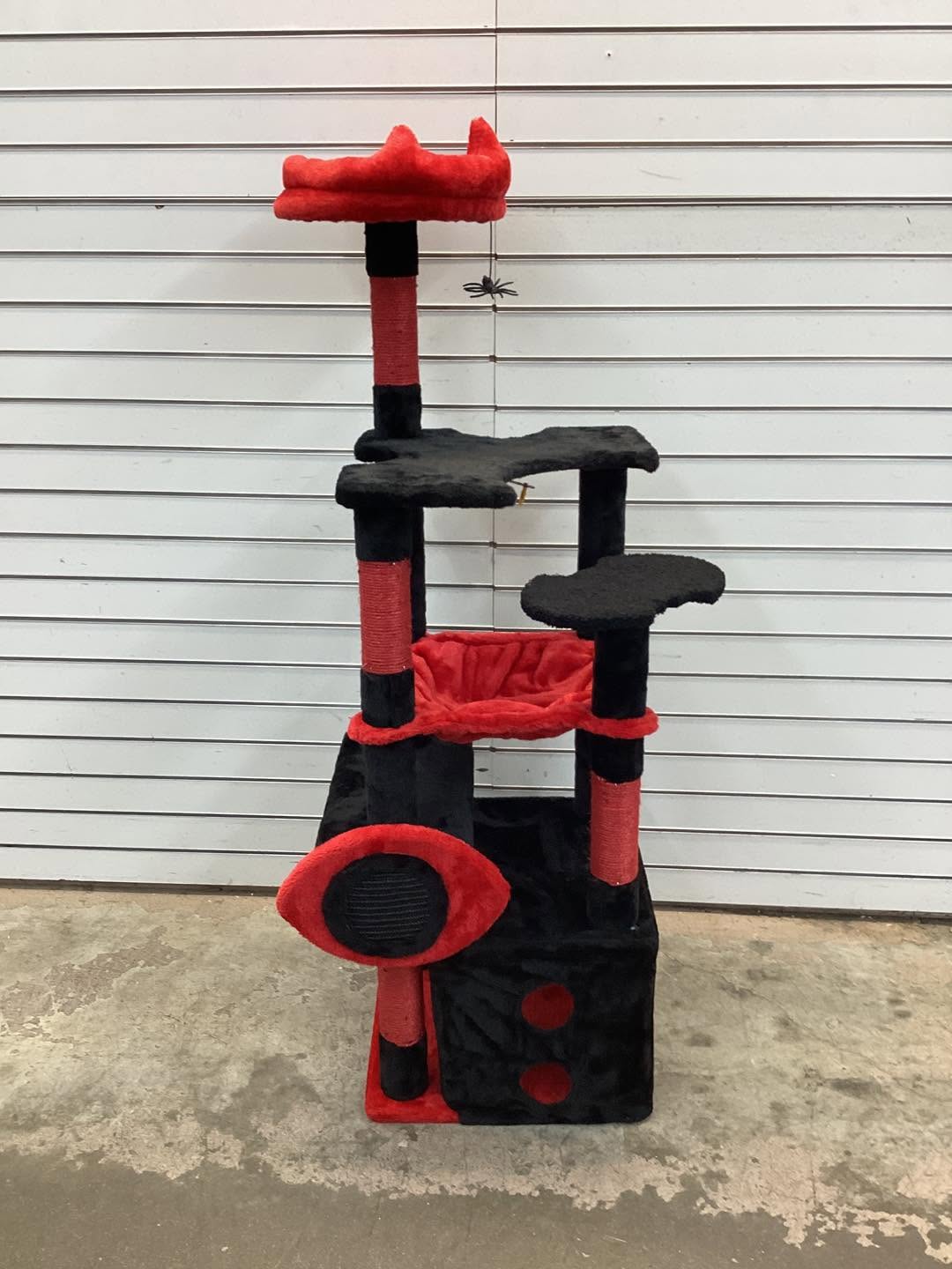 52" Gothic Cat Tree with Plush Perch & Condo Hammock& Hanging Spider Toy