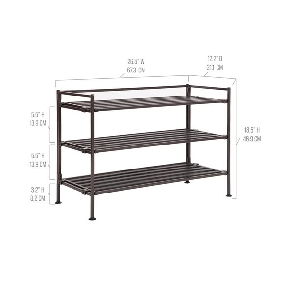 Seville Classics 3-Tier (12 Pair) Stackable Resin Shoe Storage Rack
