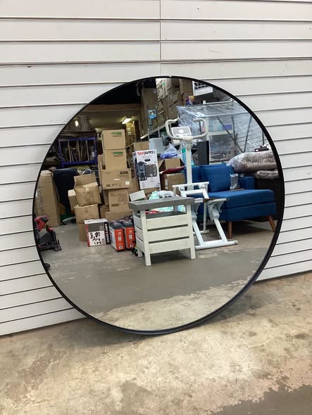 Aevar Tempered Glass and Aluminum Alloy Framed French Cleat Mounted Wall Mirror