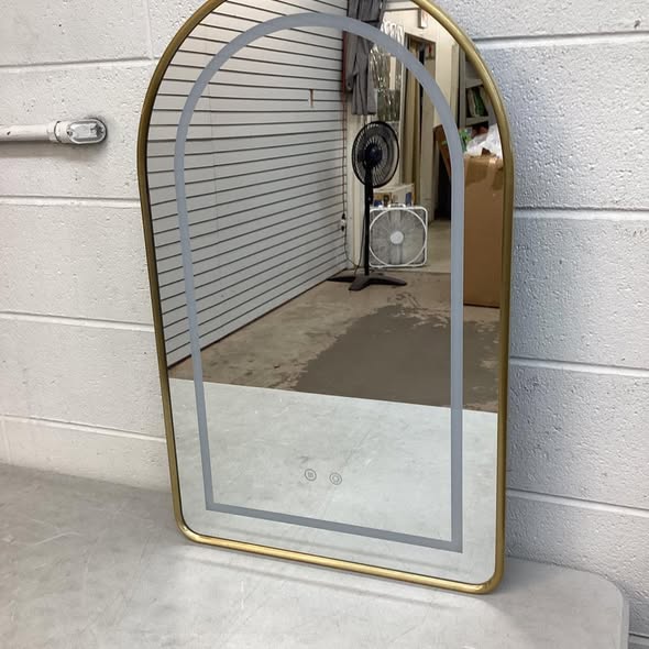 LED Bathroom Mirror with Lights, Arched Lighted Vanity Mirror with Anti-Fog, Temperature, Memory Function,Dimmable