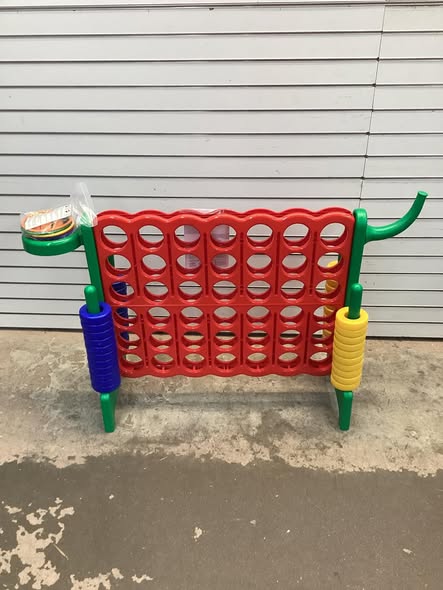 Giant 4-in-A-Row, Jumbo 4-to-Score Giant Game w/Basketball Hoop, Ring Toss