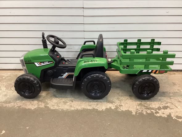 Costway 12V Kids Ride On Tractor with Trailer Ground Loader w/ RC & Lights Dark Green