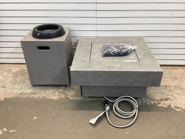 Rutherford Grey Concrete 30 in. Square Low Profile Steel Gas Fire Pit with Tank Holder
