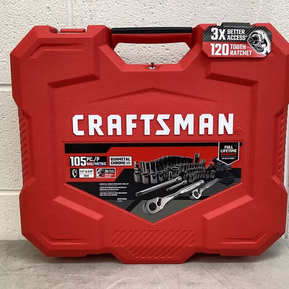 CRAFTSMAN 105 -Piece Metric and standard (SAE) Mechanics Tool Set with Hard Case