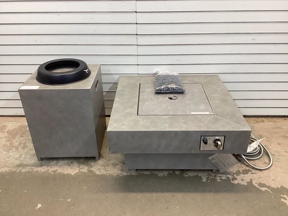 Rutherford Grey Concrete 30 in. Square Low Profile Steel Gas Fire Pit with Tank Holder