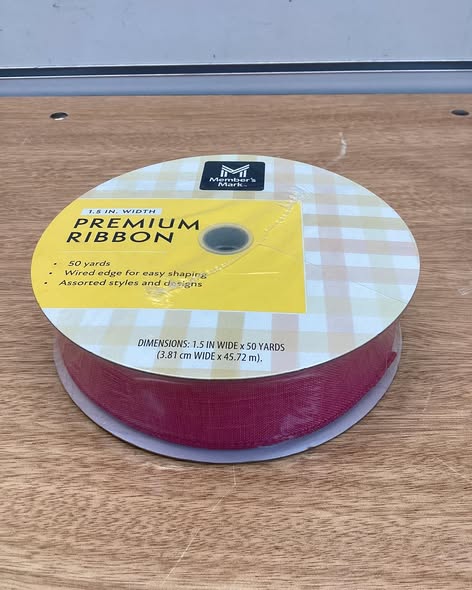 Member’s Mark Premium Wired Ribbon 1.5” Width x 50 Yards