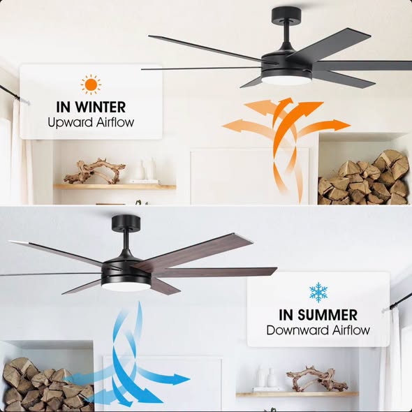 Vaczon 60" Modern Smart Large Ceiling Fan with Dimmable LED Lights