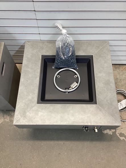 Rutherford Grey Concrete 30 in. Square Low Profile Steel Gas Fire Pit with Tank Holder