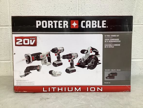 PORTER-CABLE 6-Tool Power Tool Combo Kit with Soft Case (2-Batteries Included and Charger Included)