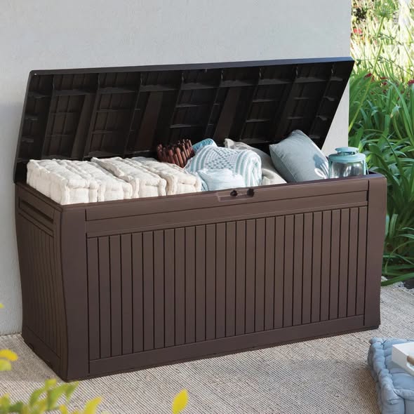 Keter Comfy 71 Gallon Durable Resin Outdoor Storage and Organization Deck Box Ideal For Garden Patio Furniture and Supplies