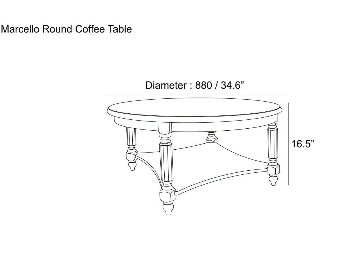 Galano Round Coffee Table with Solid Wood Legs in Antique White