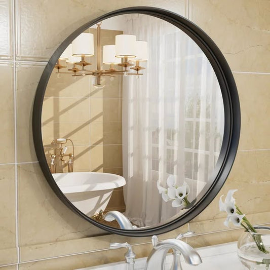 Aevar Tempered Glass and Aluminum Alloy Framed French Cleat Mounted Wall Mirror
