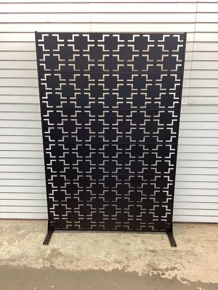Lumioca  47.25 H x 72.25” H Black Square Metal Outdoor Privacy Screen Decorative Art Panel