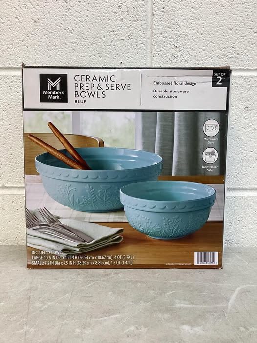 Member's Mark 2-Piece Floral Ceramic Prep and Serve Bowls