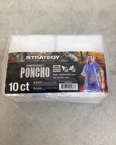 Strategy Clear Emergency Poncho - 10 Pack