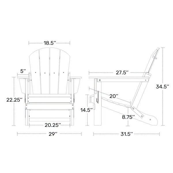 Shawnna Weather-Resistant Foldable Outdoor Adirondack Chair