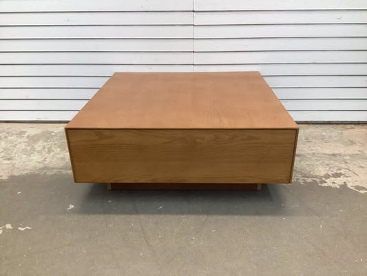 POVISON Mid Century Modern Coffee Table, Minimalist Wood Veneer Coffee Table with Storage
