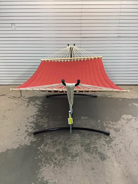 Castaway 13 ft Quilted Hammock on Sunnydaze Decor, Brazilian Hammock Stand with Carrying Cases