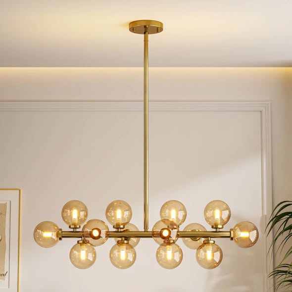 Ether 14-Light Modern Gold Sputnik Linear Chandelier